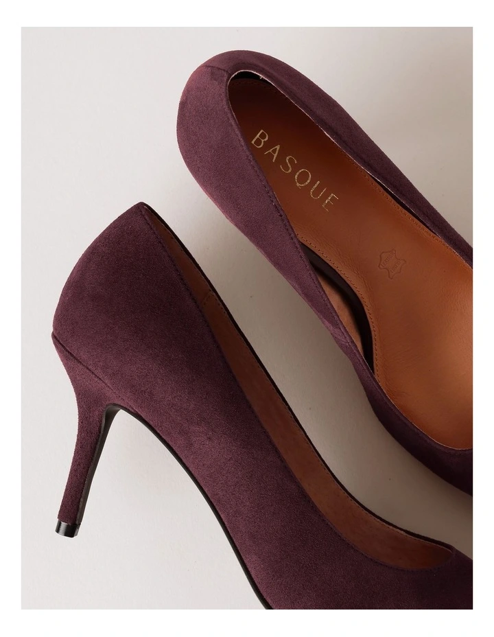 Victoria Heeled Shoe in Plum Suede image 3