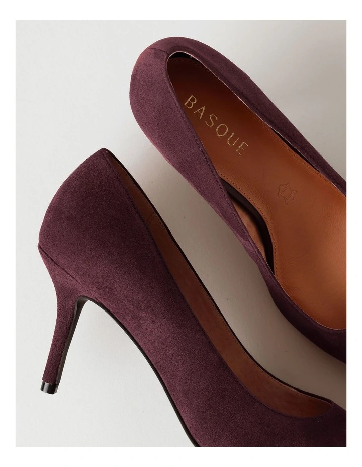 Victoria Heeled Shoe in Plum Suede image 3
