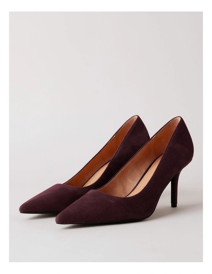Victoria Heeled Shoe in Plum Suede image 3