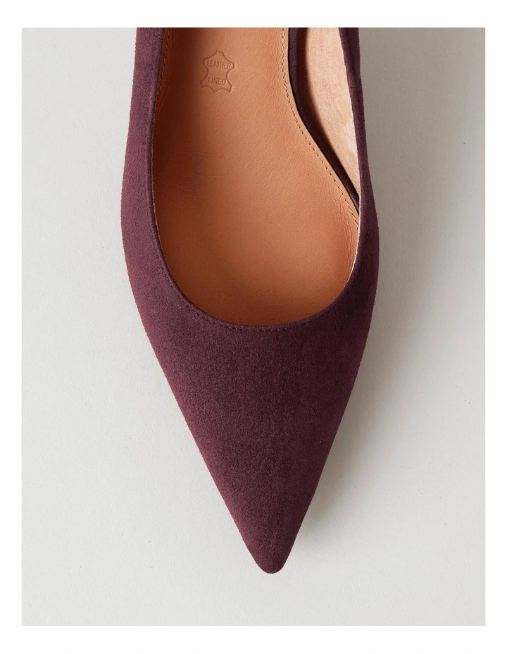 Victoria Heeled Shoe in Plum Suede image 6