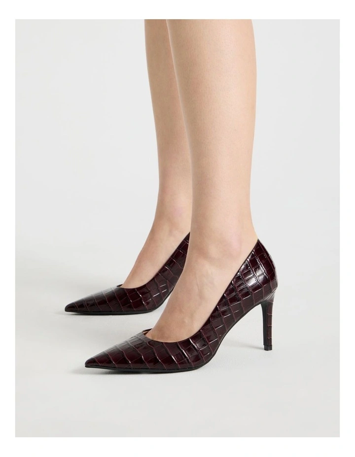 Pamela Heeled Shoes in Plum Croc image 2