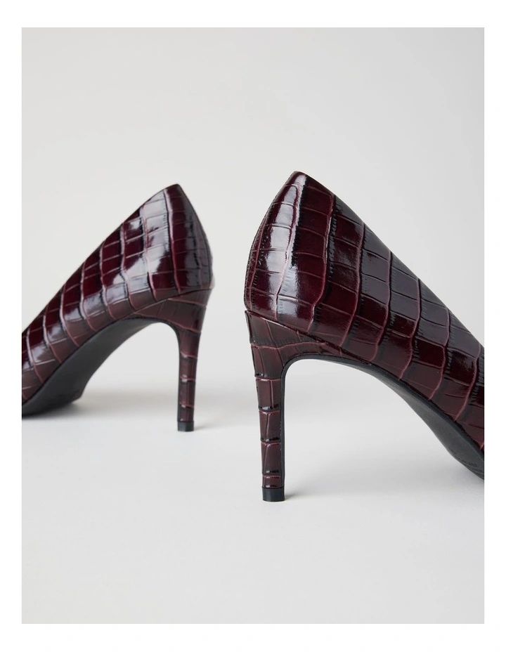 Pamela Heeled Shoes in Plum Croc image 6