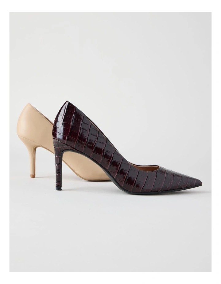 Pamela Heeled Shoes in Plum Croc image 7