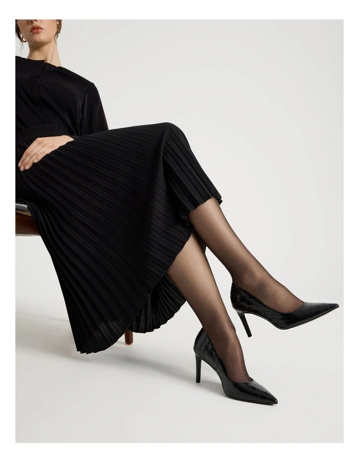 Pamela Heeled Shoes in Black Croc image 2