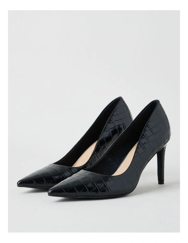 Pamela Heeled Shoes in Black Croc image 3