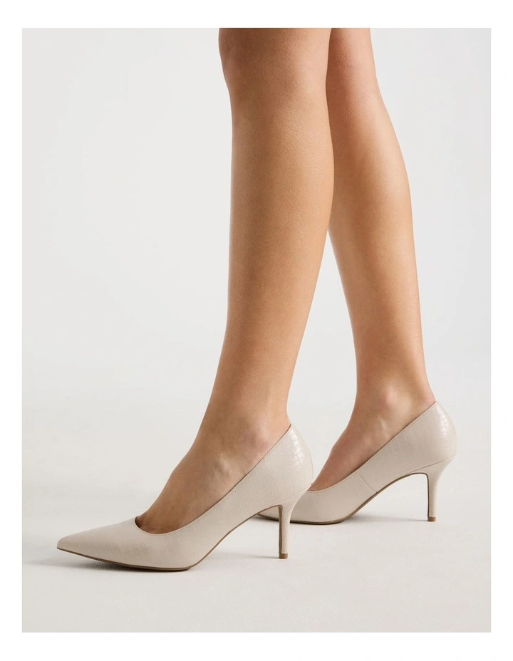 Victoria Heeled Shoes in Bone Croc image 2