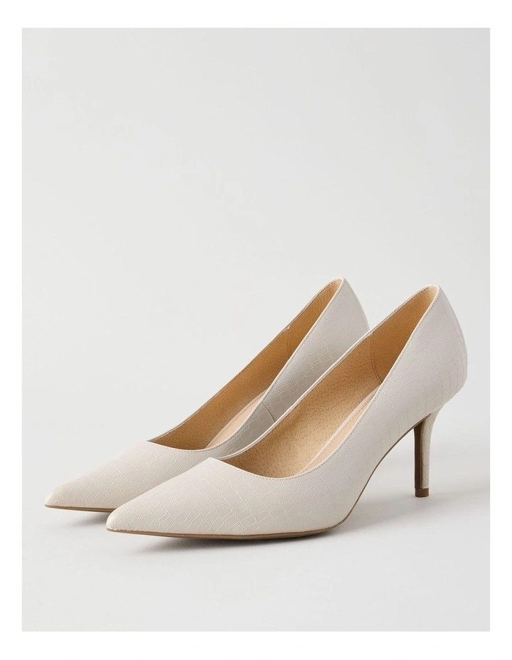 Victoria Heeled Shoes in Bone Croc image 3
