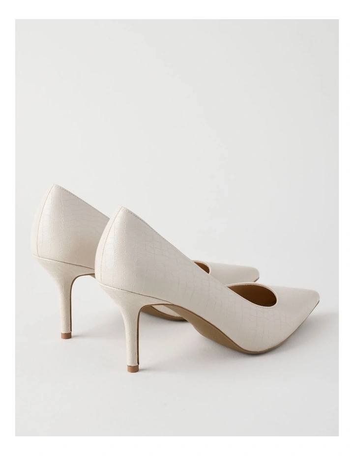 Victoria Heeled Shoes in Bone Croc image 4