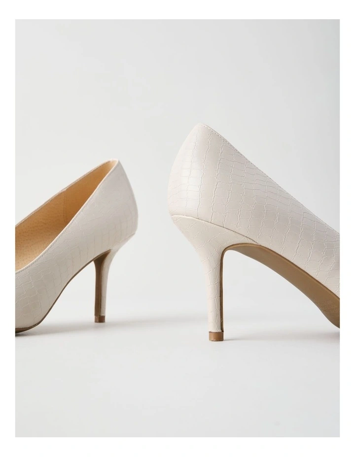 Victoria Heeled Shoes in Bone Croc image 5