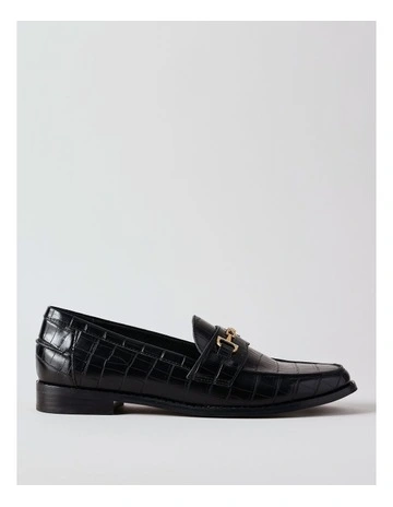 Lucia Loafer in Black Croc Leather