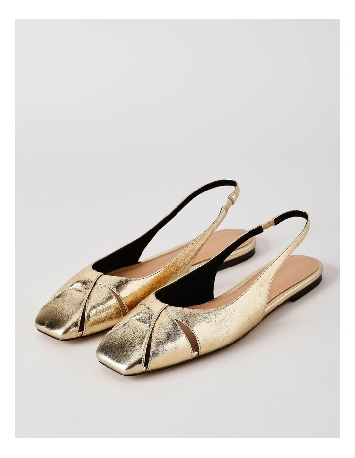 Chrissy Flat Shoes in Gold Leather image 3