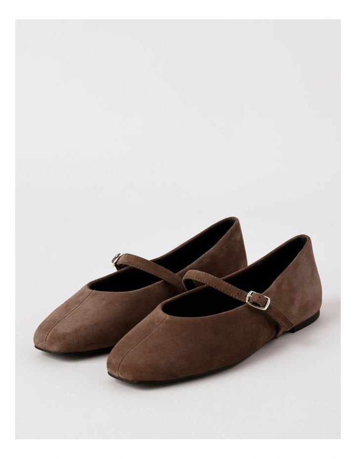 Shay Flat Shoes in Chocolate Suede image 1