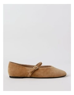 Shay Flat Shoes in Dark Taupe Suede