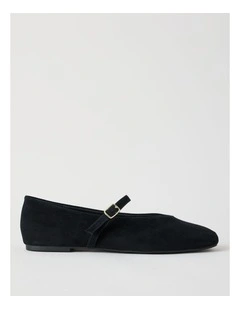 Shay Flat Shoes in Black Suede