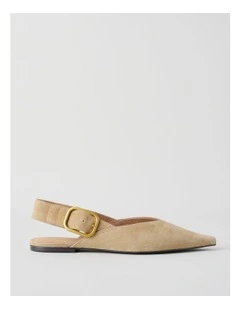 Sophie Flat Shoes in Sand Suede