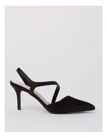 Daniella Heeled Shoe in Black Satin