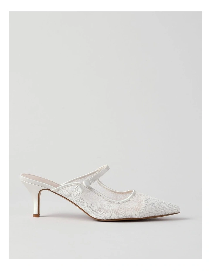 Lacey Heeled Shoe in White Lace image 1