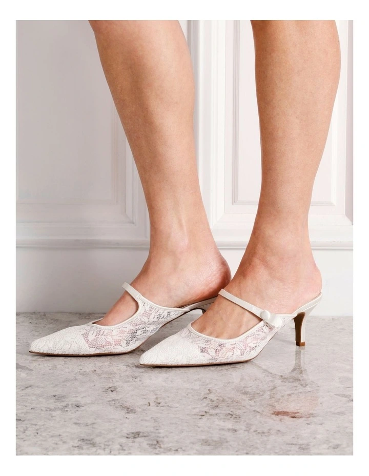Lacey Heeled Shoe in White Lace image 2