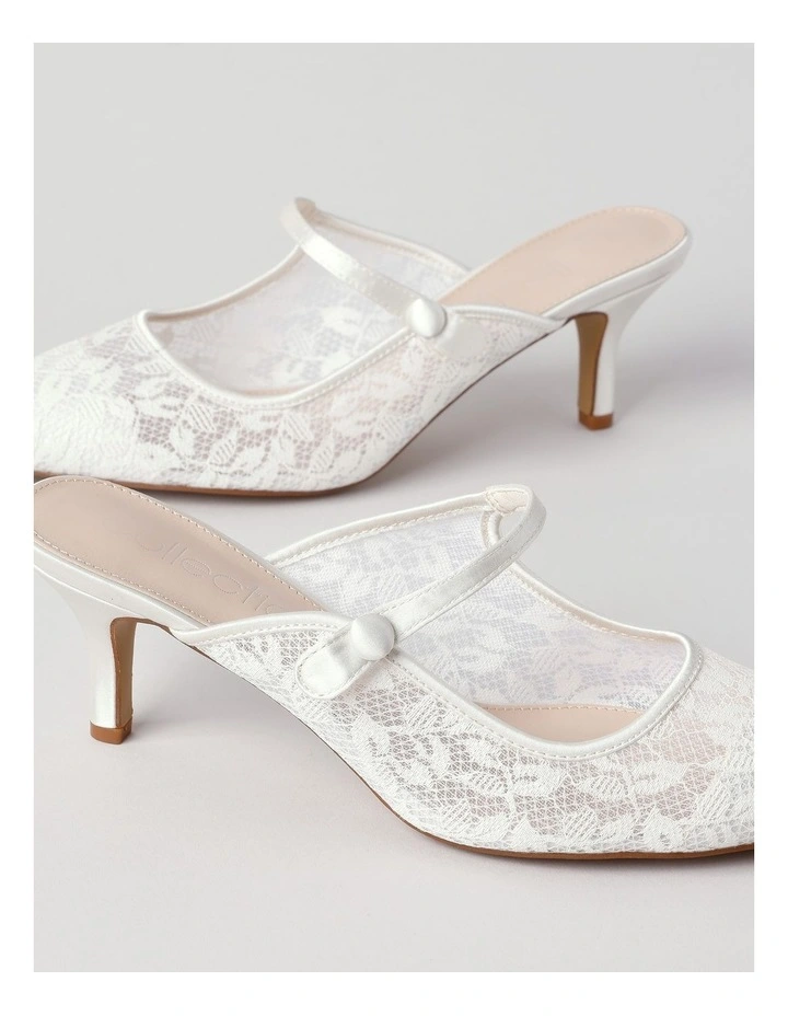 Lacey Heeled Shoe in White Lace image 3