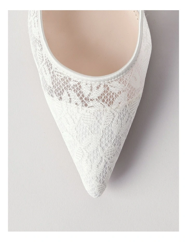 Lacey Heeled Shoe in White Lace image 4
