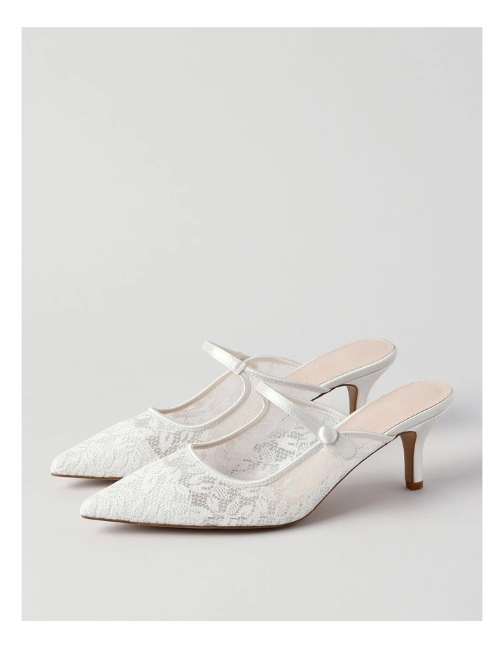 Lacey Heeled Shoe in White Lace image 5
