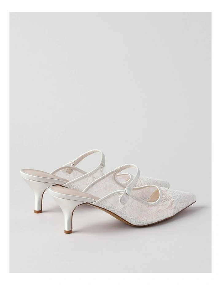 Lacey Heeled Shoe in White Lace image 6