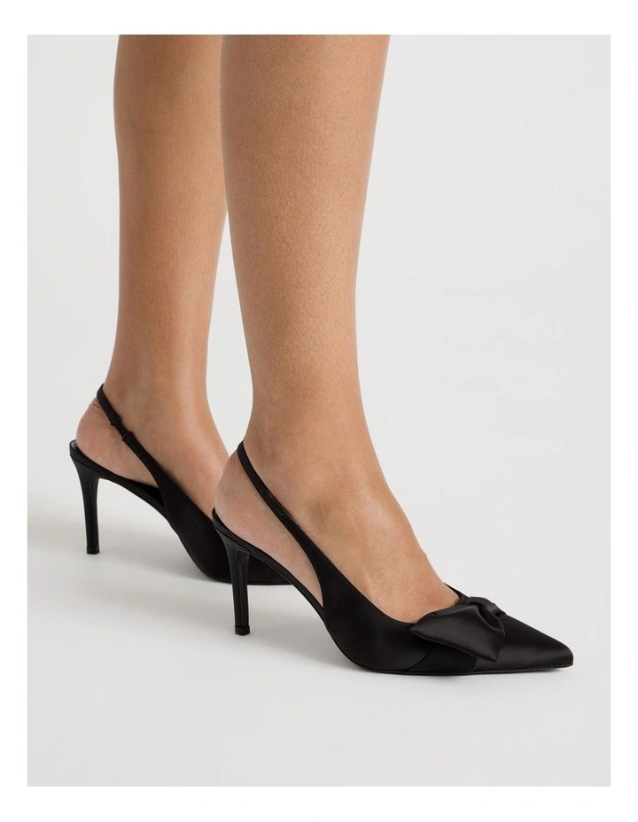 Tahnee Heeled Shoes in Black Satin image 2