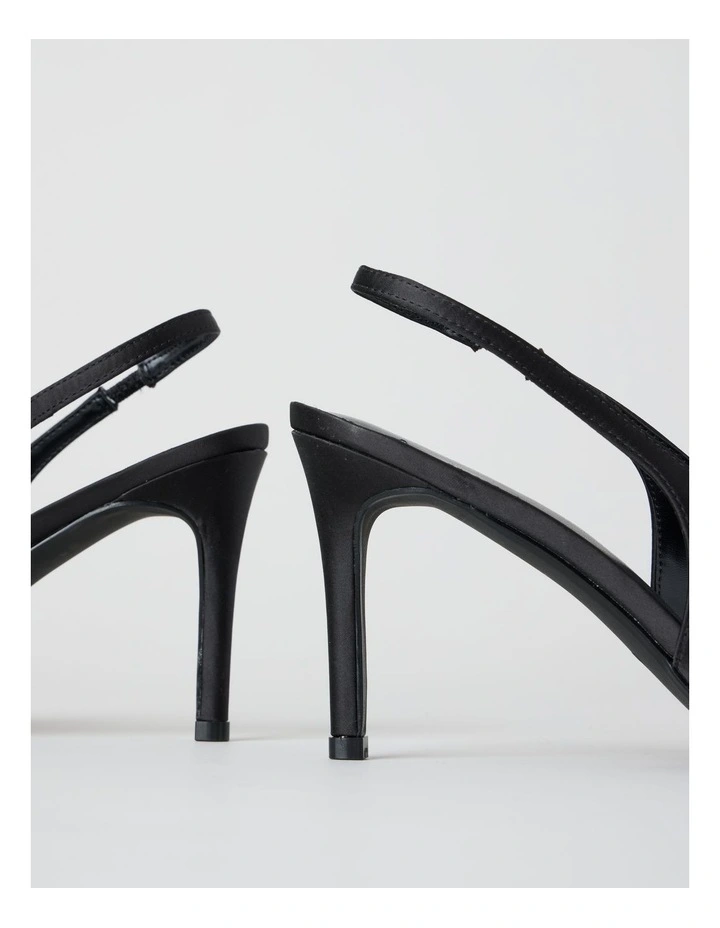 Tahnee Heeled Shoes in Black Satin image 4