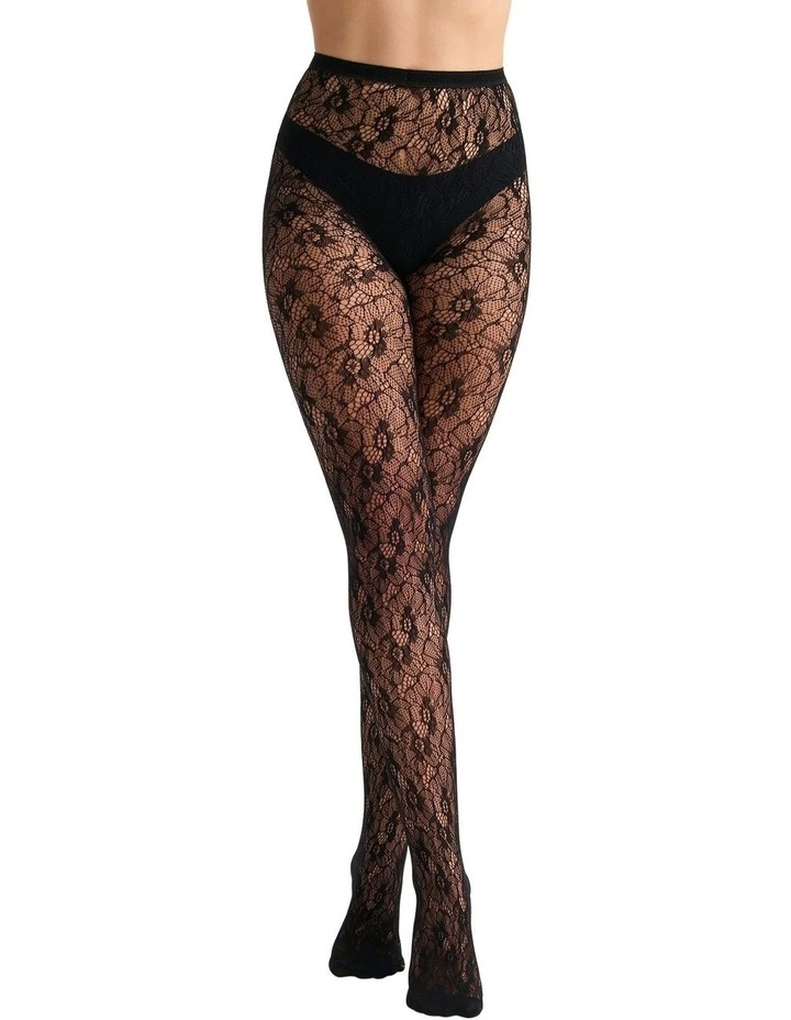 Sabrina Floral Net Tight in Nero image 2