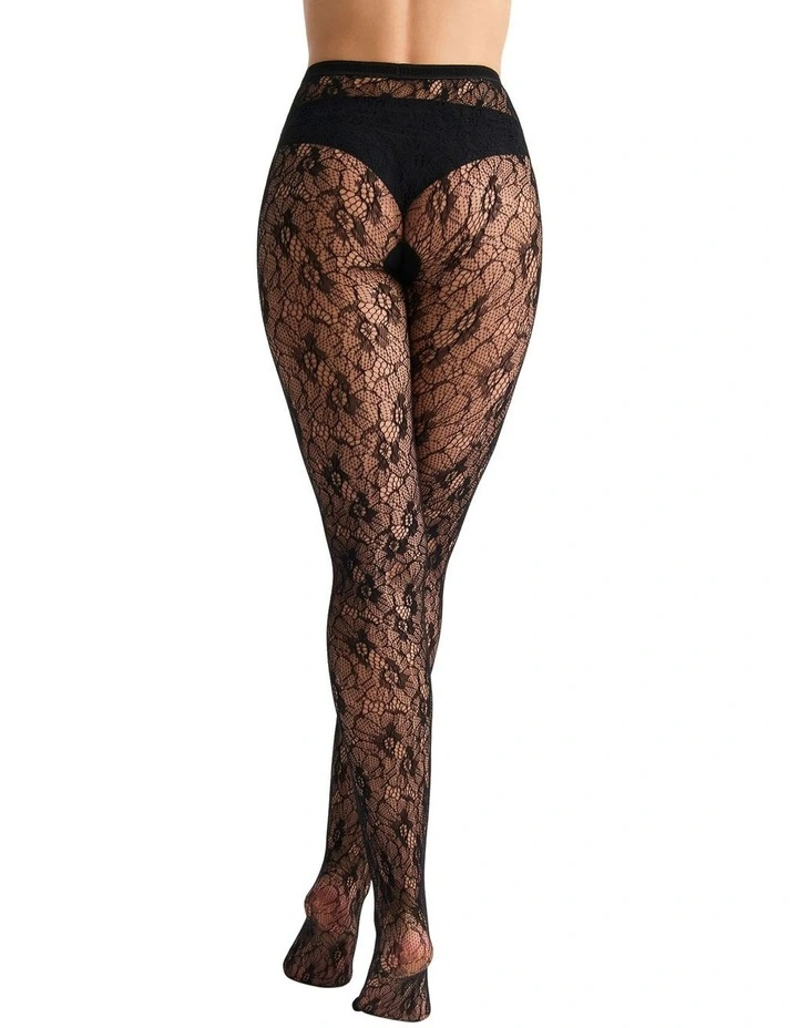 Sabrina Floral Net Tight in Nero image 4