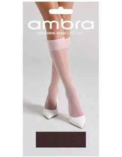 Coloured Sheer Knee High Socks in Fudge