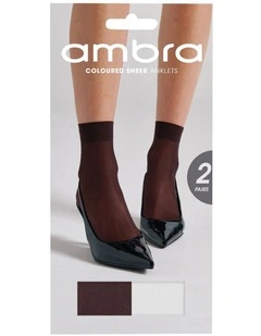 Coloured Sheer Anklet 2-Pack in Brown