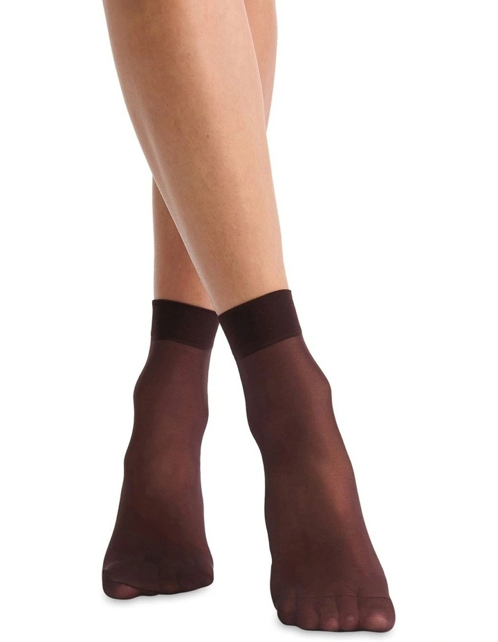 Coloured Sheer Anklet 2-Pack in Brown image 3