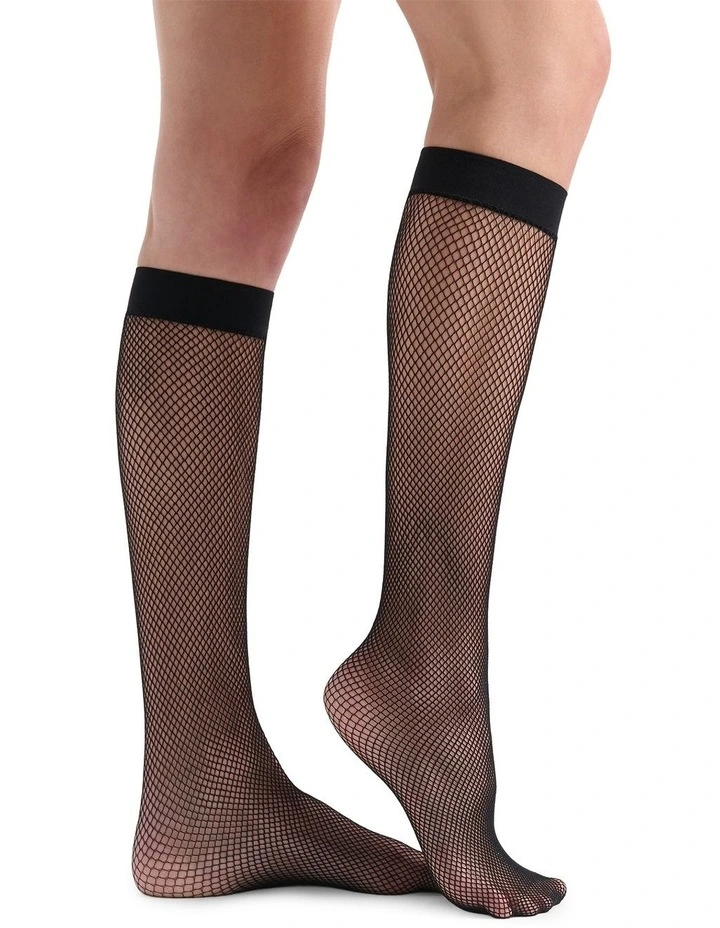 Knee High Fishnet Stockings in Black image 3