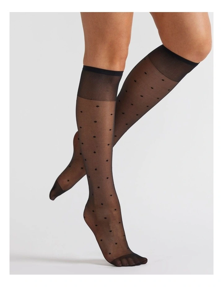 3 Pack Spot 15D Soft Comfort Top Band Knee Hi Socks in Multi image 3