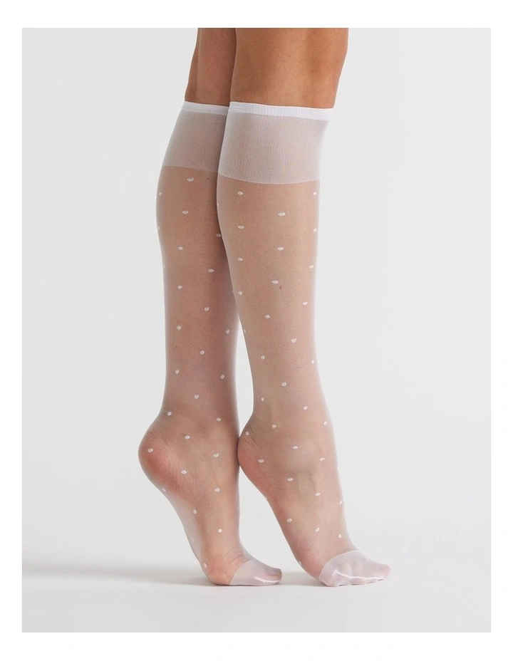 3 Pack Spot 15D Soft Comfort Top Band Knee Hi Socks in Multi image 5