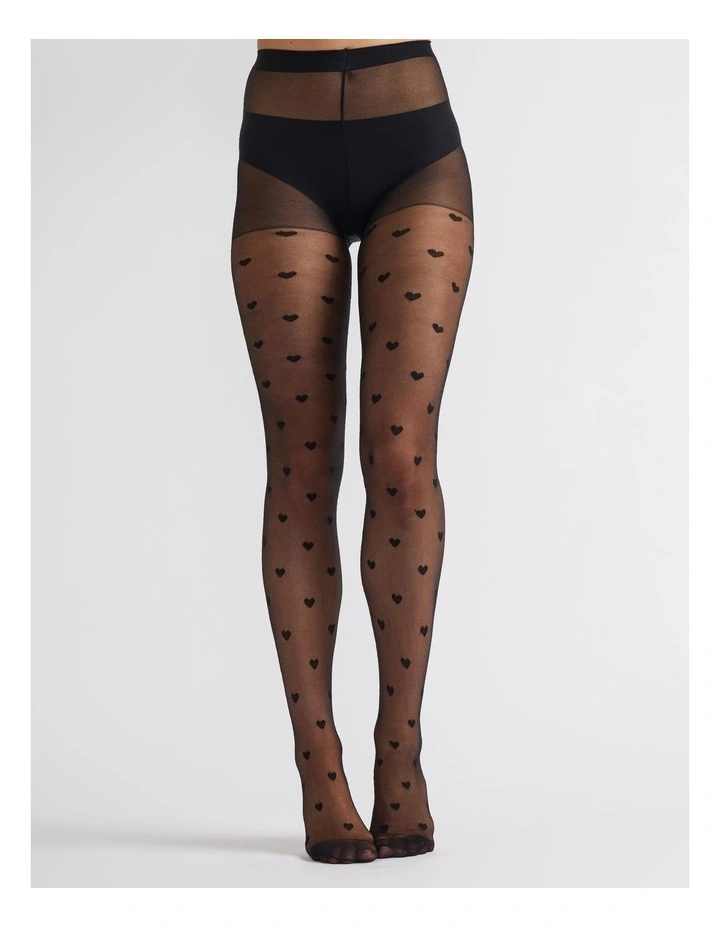 1 Pack Hearts 15D Pantihose Tights in Black image 2