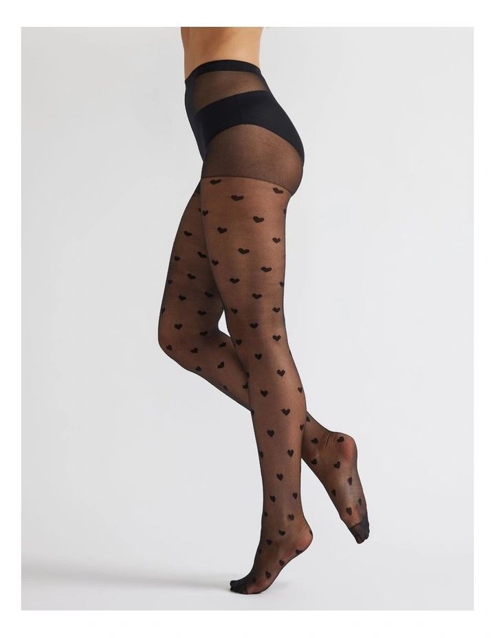 1 Pack Hearts 15D Pantihose Tights in Black image 3