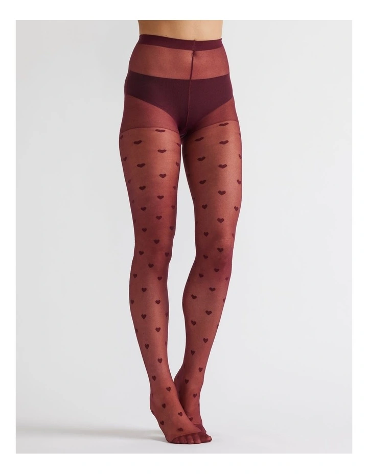 1 Pack Hearts 15D Pantihose Tights in Plum image 2