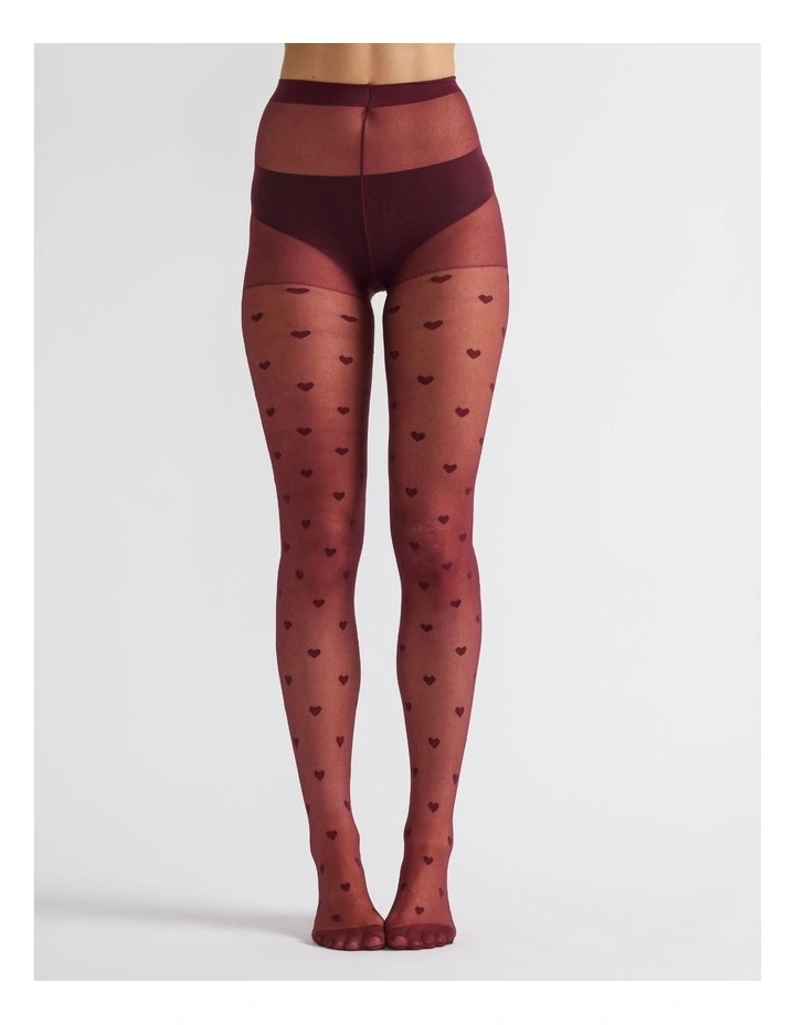 1 Pack Hearts 15D Pantihose Tights in Plum image 3