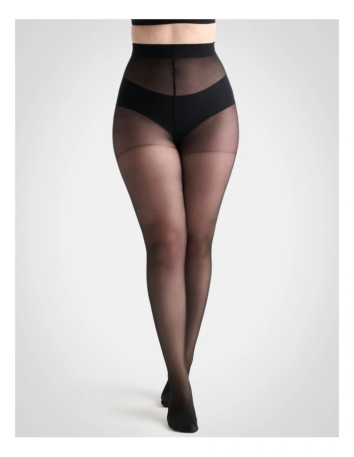 Extra Fuller Figure Sheer Pantyhose in Black image 2
