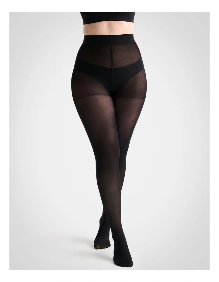 Extra Fuller Figure Opaque Pantyhose in Nero image 2