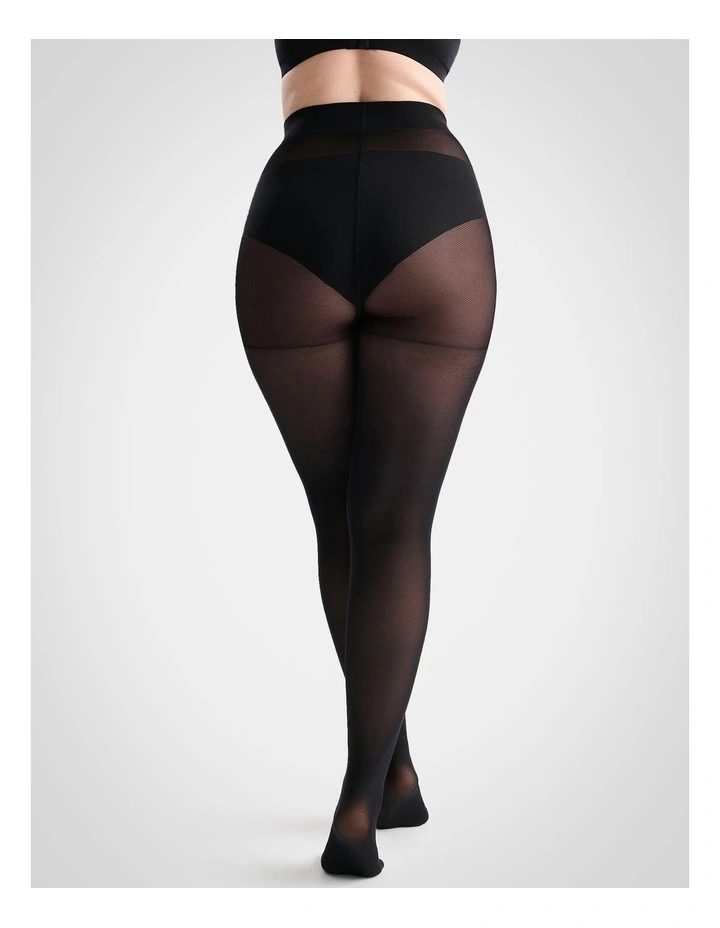 Extra Fuller Figure Opaque Pantyhose in Nero image 3