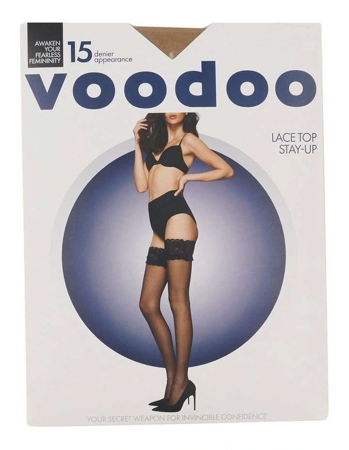 Lace Top Stay Up Stockings Honey Dew in Beige image 1