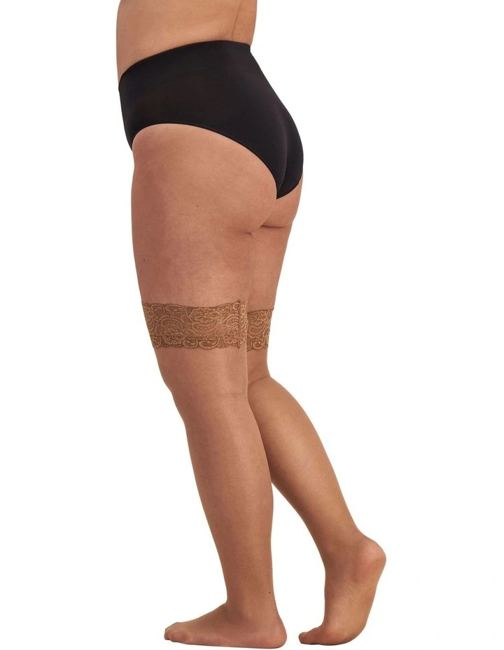 Lace Top Stay Up Stockings Honey Dew in Beige image 3