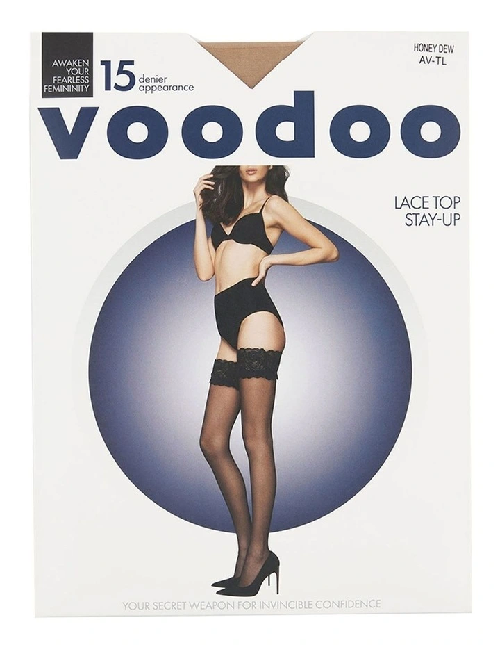 Lace Top Stay Up Stockings Honey Dew in Beige image 4