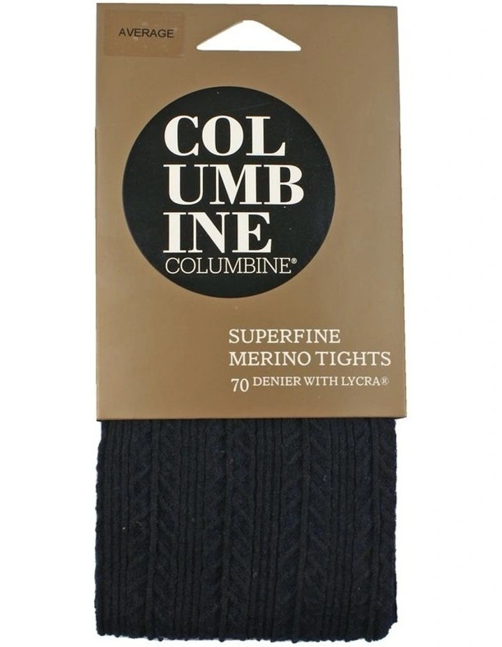 Superfine 70D Merino Cable Rib Tights in Dark Navy image 1