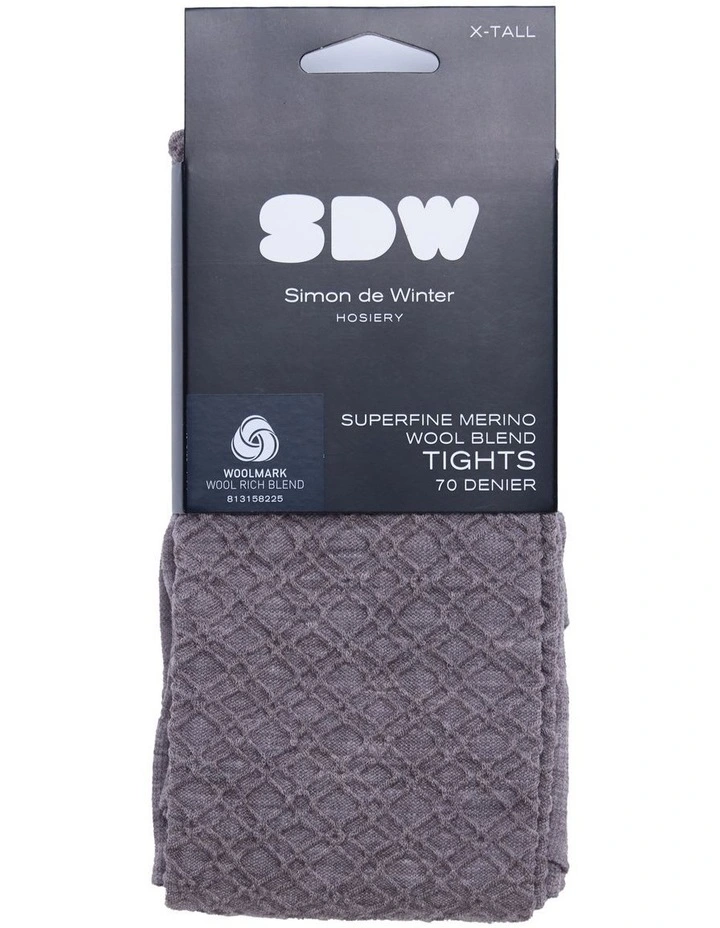 Superfine Merino Wool Tights Honeycomb 1 Pack in Mocha image 2