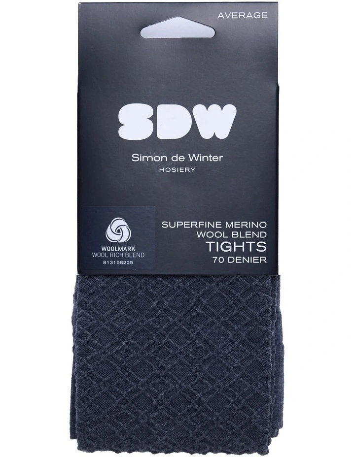 Superfine Merino Wool Tights Honeycomb 1 Pack in Charcoal image 2