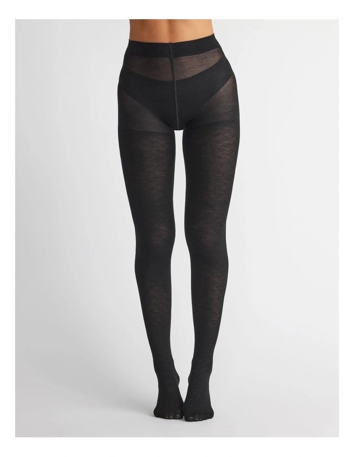 Superfine Merino Wool Tights Honeycomb 1 Pack in Charcoal image 3